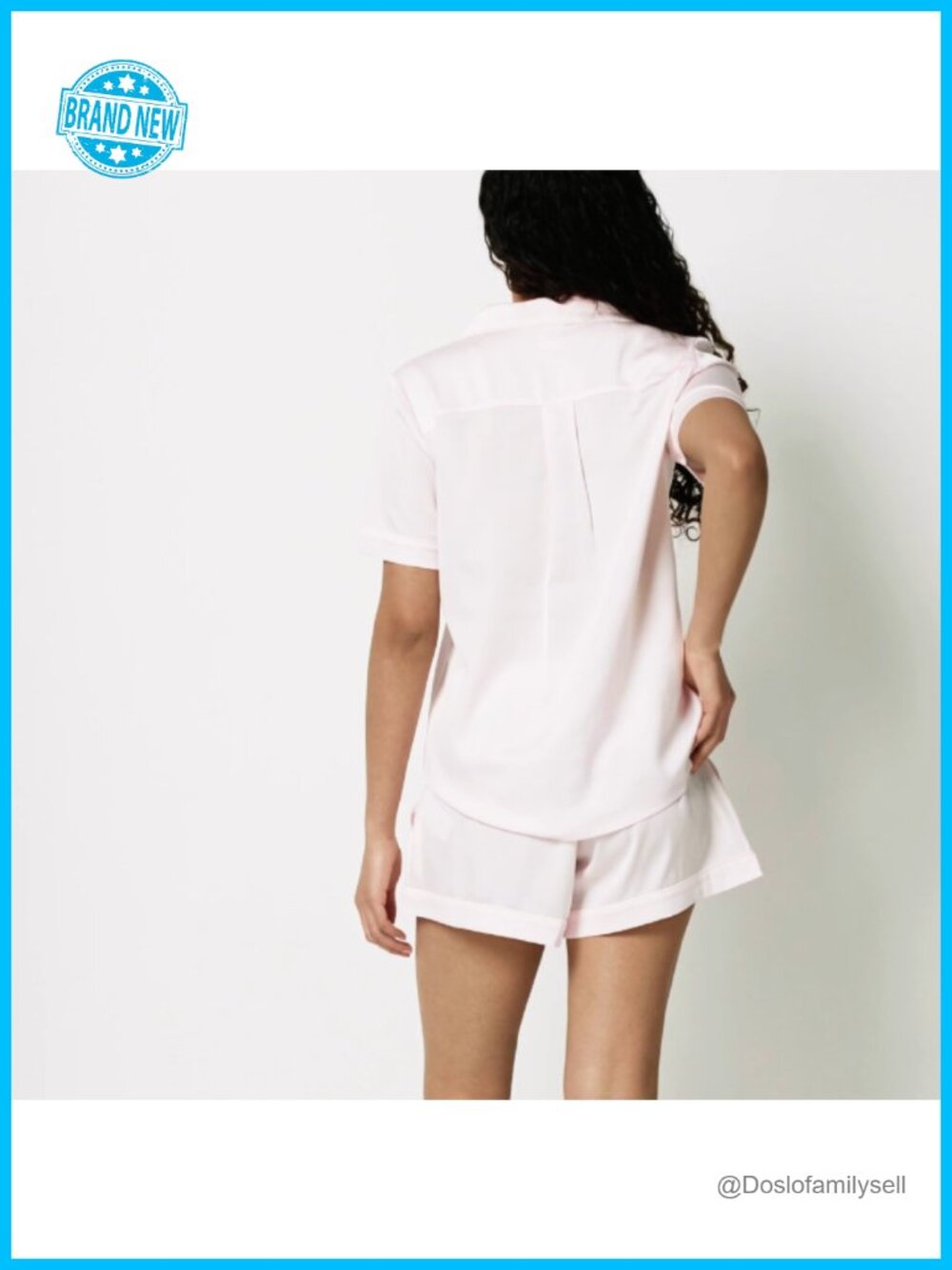 Satin Short Sleeve Button-Down Top and Short Sleepwear Pajama Set - Picture 7 of 7